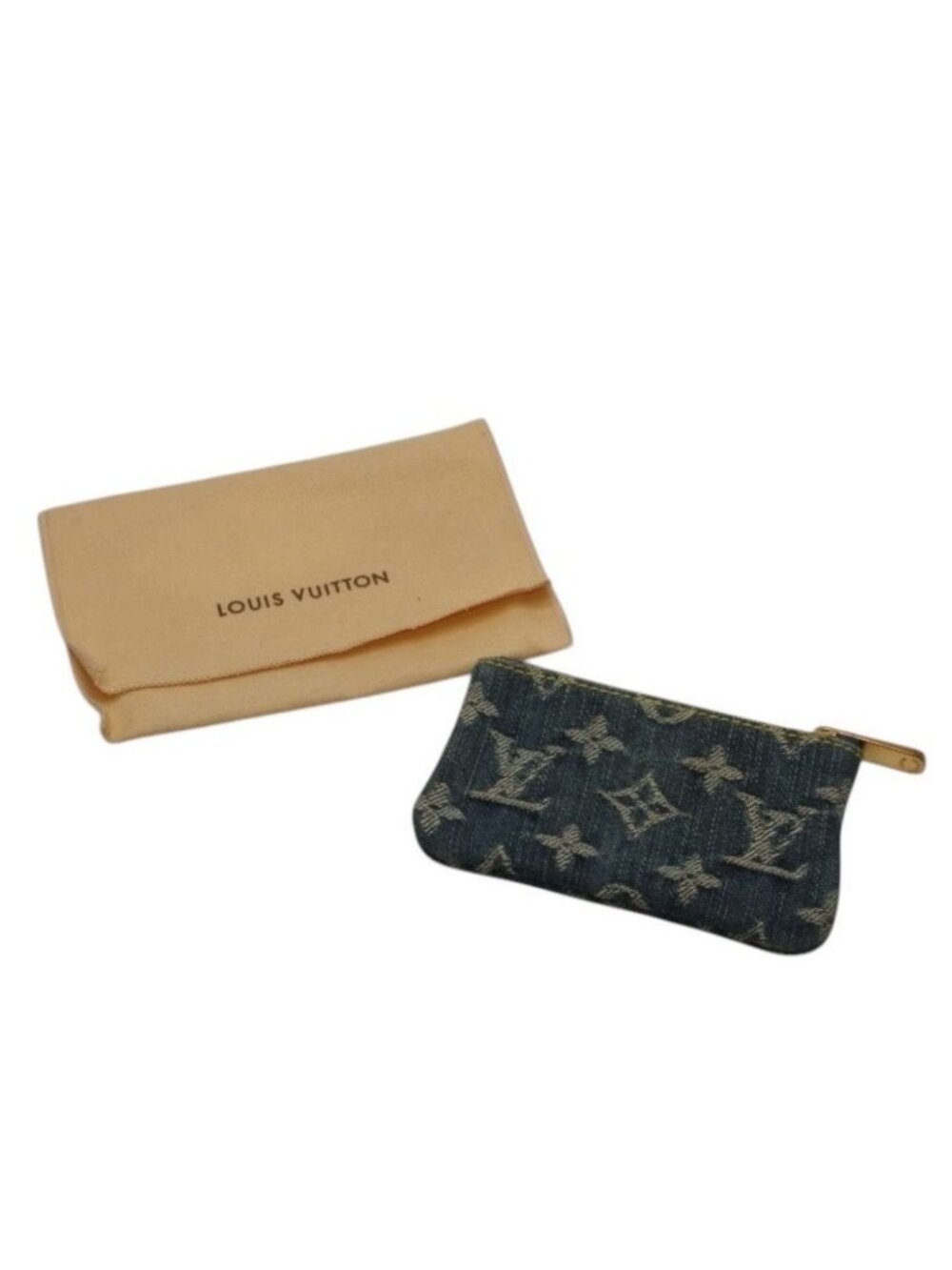 Louis Vuitton Monogram Denim Pochette Cles Coin Purse Blue